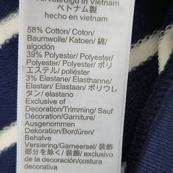 J. Crew Factory Navy and Antique White Striped Eyelet Ruffle Trim Sweatshirt NWT - Picture 12 of 12